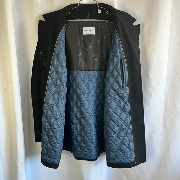 COLE HAAN  SIGNATURE WOOL SINGLE BREAT JACKET BLACK TRENCH COAT MEN SIZE XXL - Picture 4 of 13